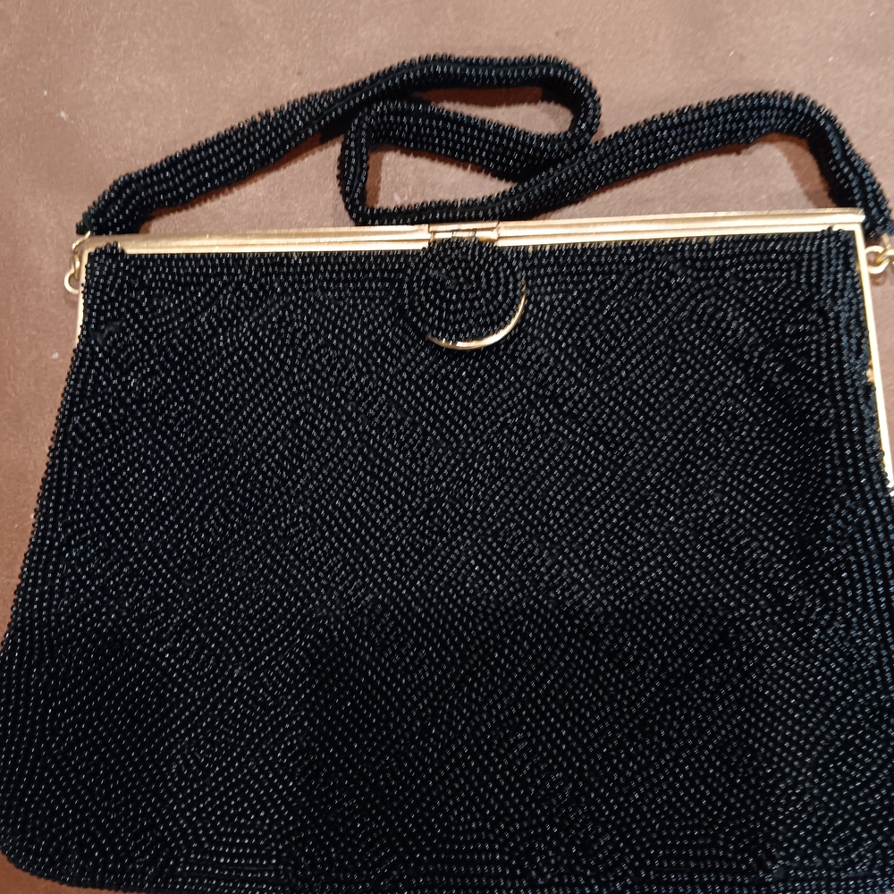Elegant Black Beaded Women's Bag